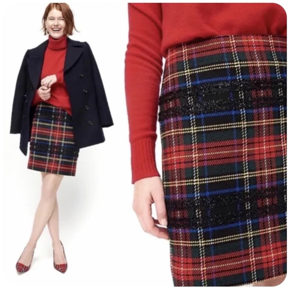 NWT crew lured skirt with sparkle tartan size 10